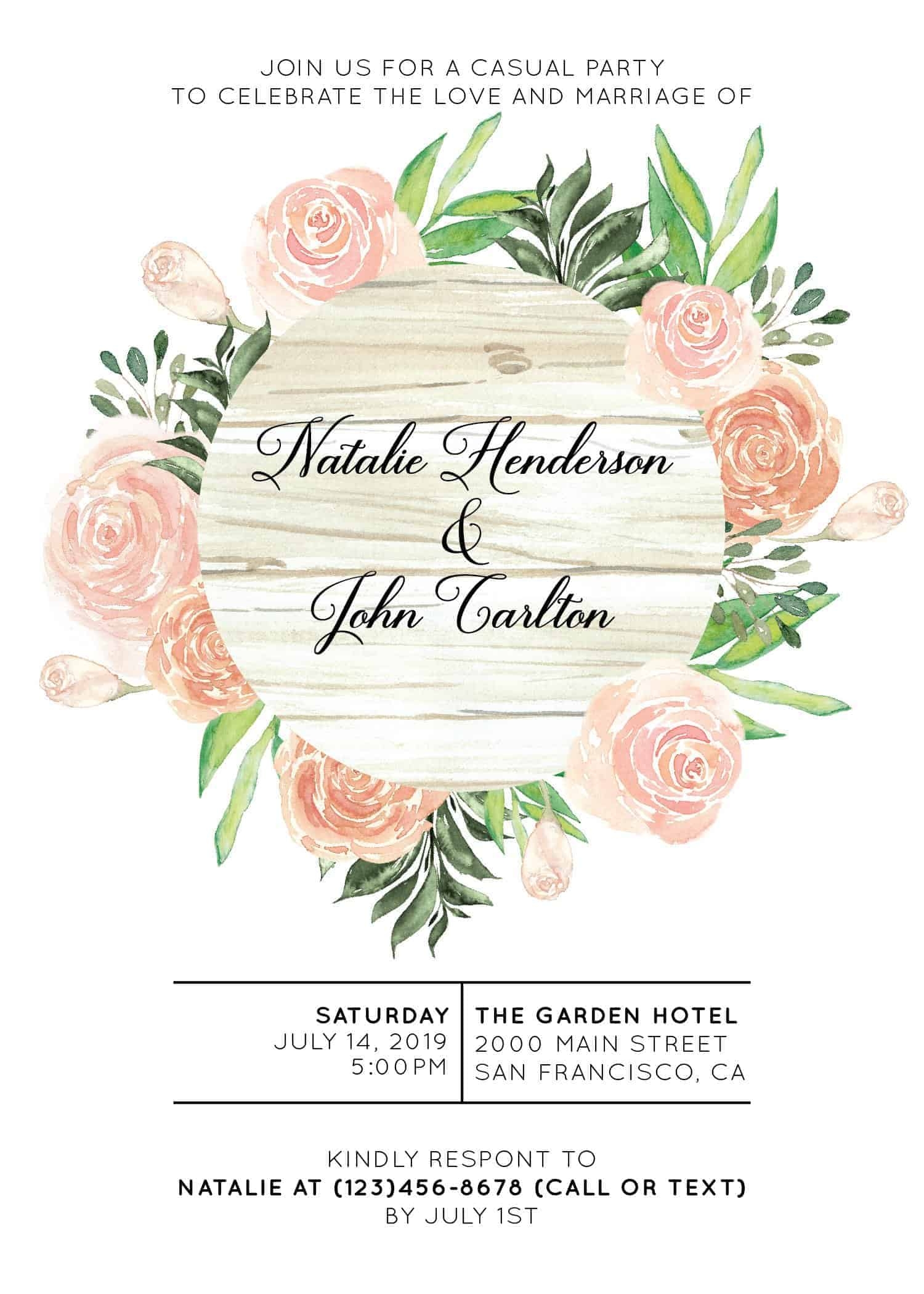 Elopement Reception Party Invitations Casual Wedding Reception Cards Printed Printable Wedding Party Card Gentle Floral Design Elopement249