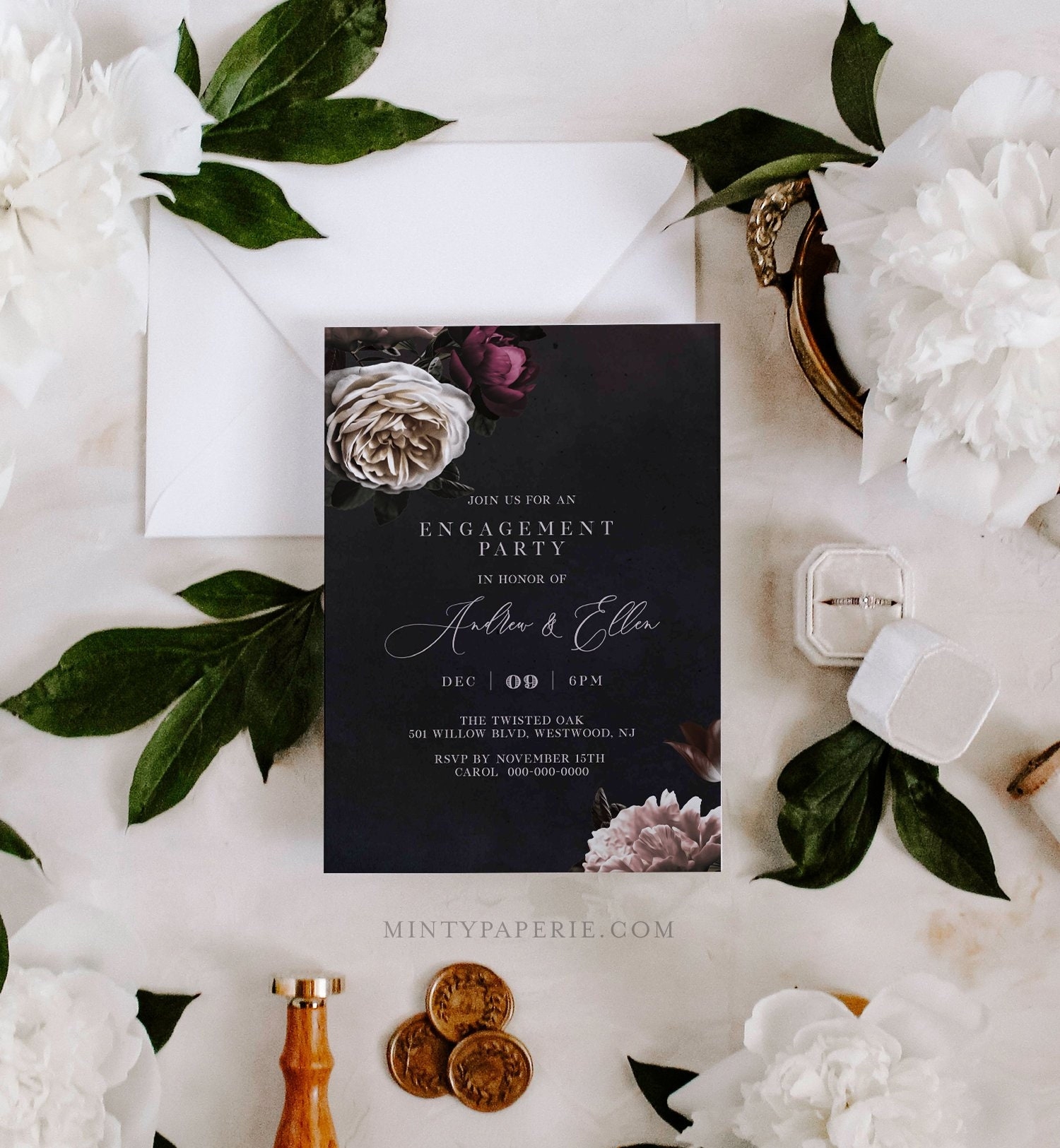 Engagement Party Invitation Template 100 Editable Text Moody 