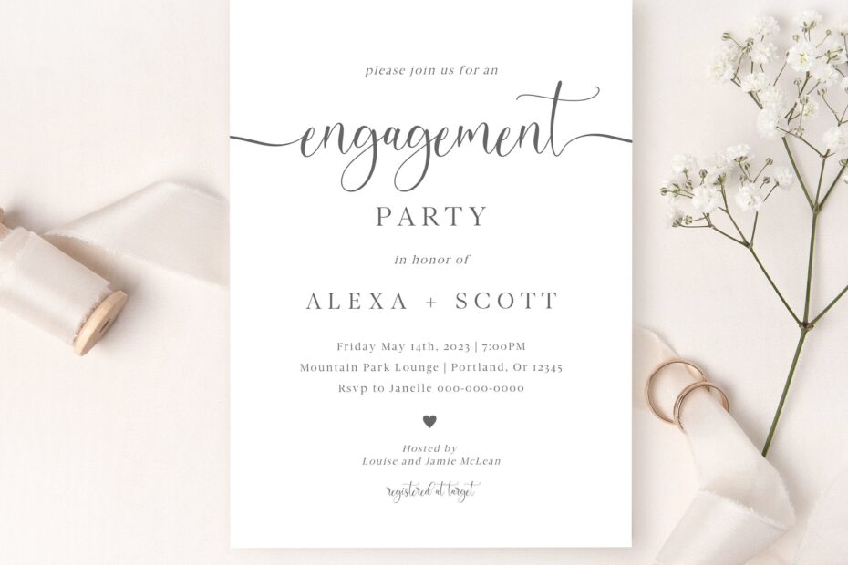 Engagement Party Invitation Template Editable Engagement Invites