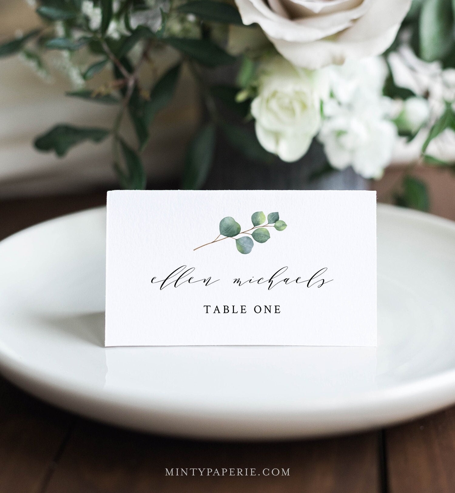 Eucalyptus Place Card Template INSTANT DOWNLOAD Printable Wedding 