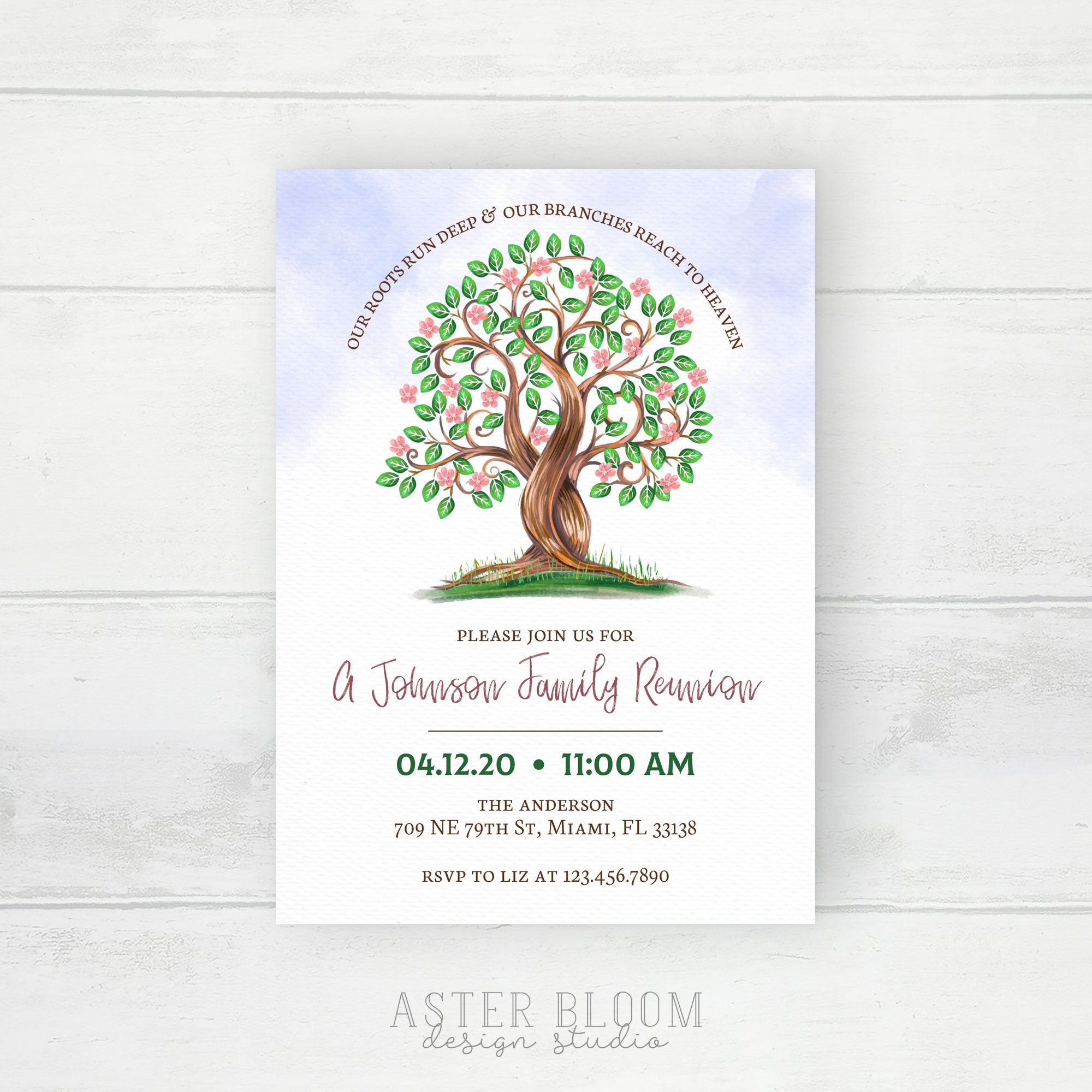 Family Reunion Invitation Template Family Tree Party Printable Invitations Picnic Gathering Invite Tree Summer BBQ Editable Template Etsy