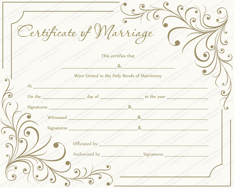Fillable Printable Free Editable Marriage Certificates News Word