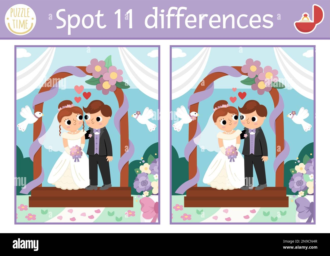 Find Differences Game For Children Wedding Educational Activity 