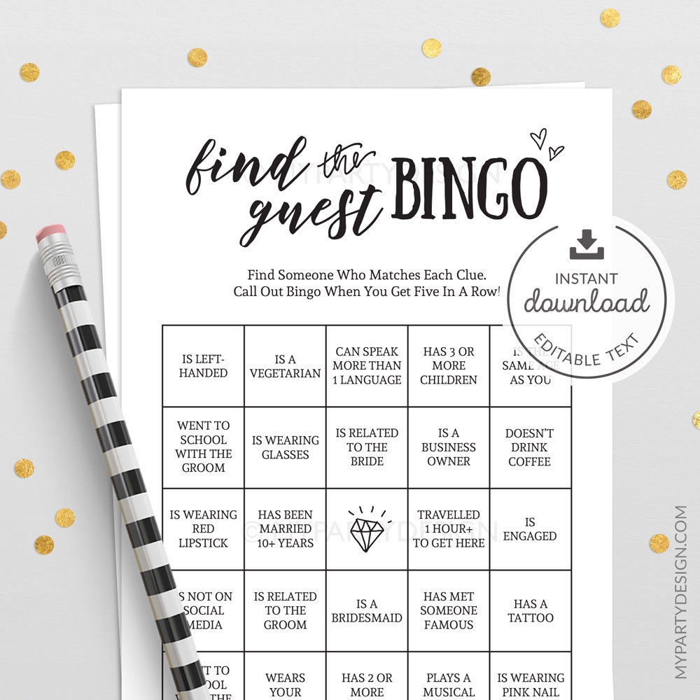 Find The Guest Bingo Printable Game