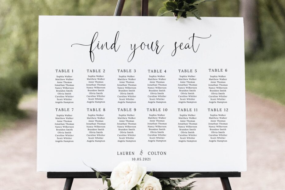 Find Your Seat Sign Wedding Seating Chart Template Printable Etsy