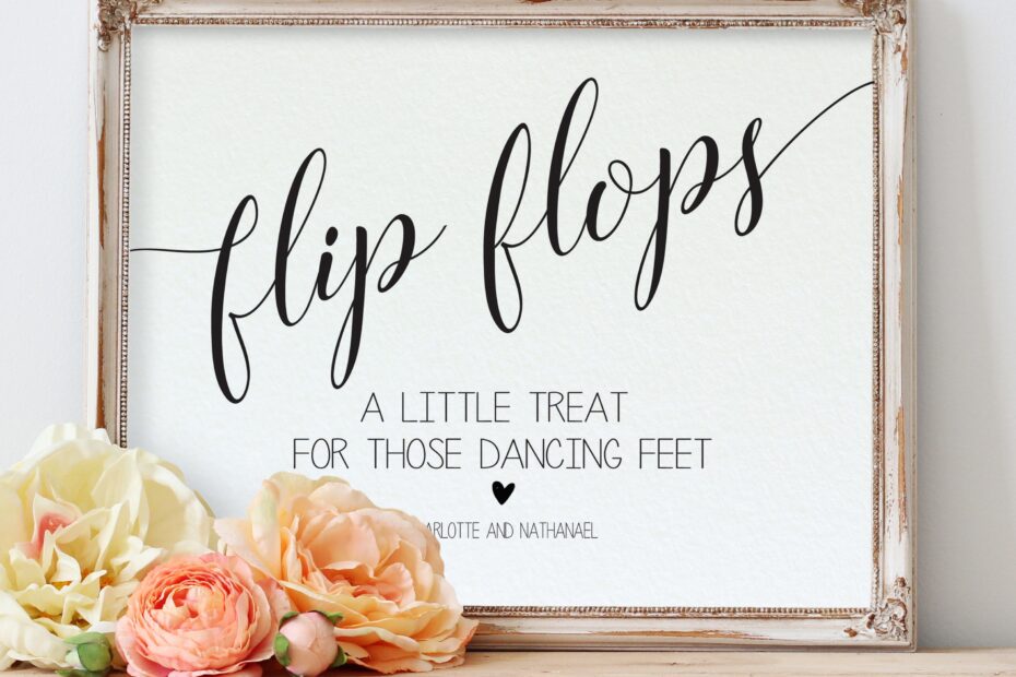 Flip Flops Wedding Sign Printable Wedding Sign Template Dancing