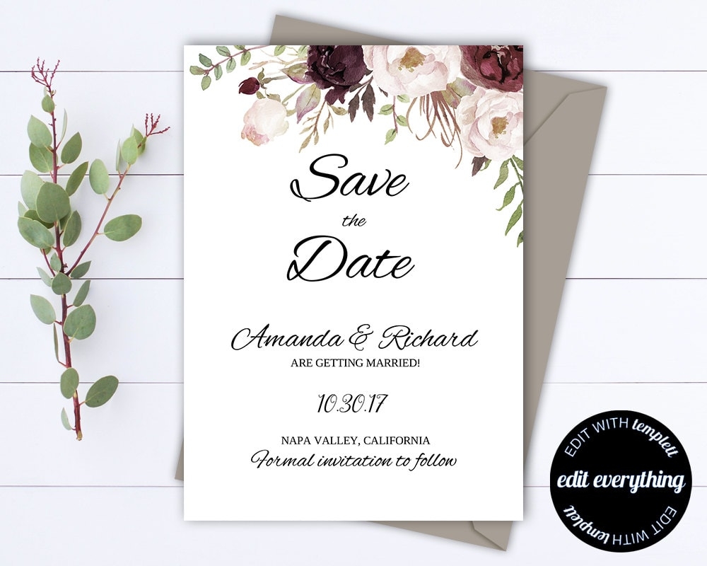 Floral Save The Date Wedding Template Floral Wedding Save The Date Rustic Save The Date Invite Printable Save Date Save Our Date Etsy Australia