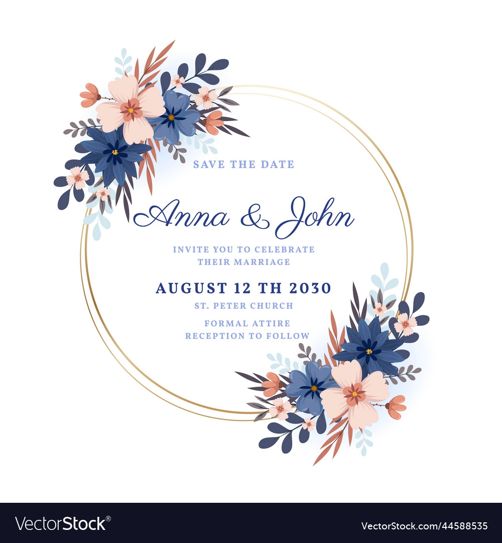 Floral Wedding Invitation Template Design Vector Image