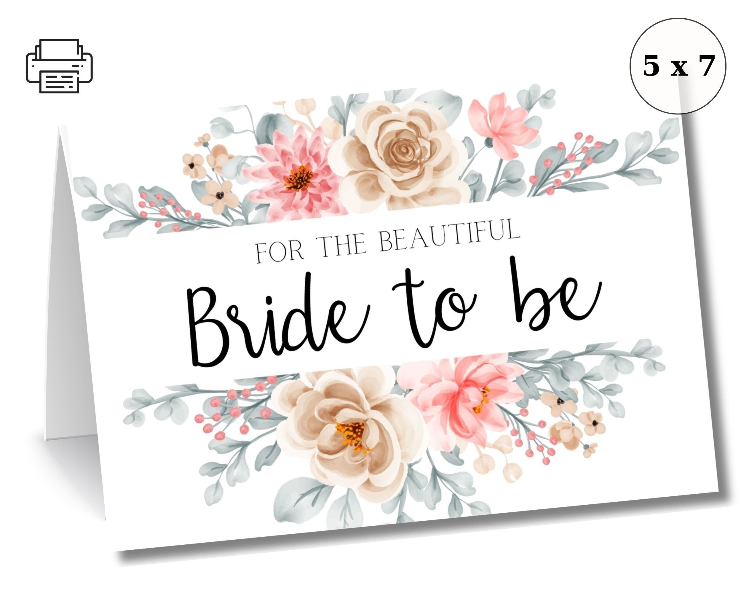 Flower Bridal Shower Card Printable Bride Floral Card Printable 