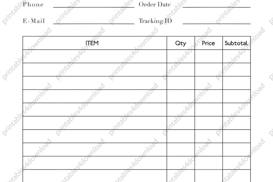 Flower Order Form Template