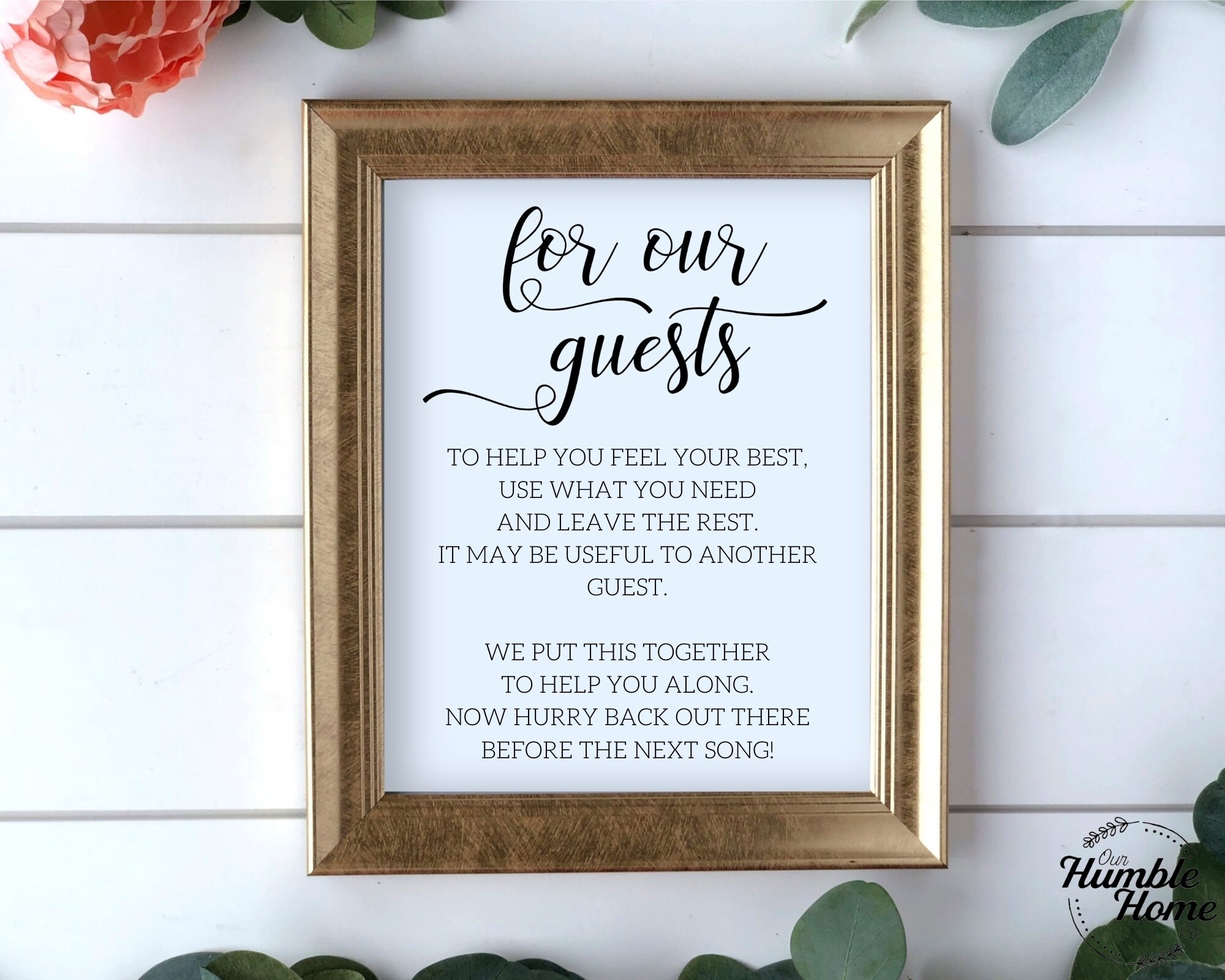 For Our Guests Bathroom Sign Wedding Bathroom Basket Sign 