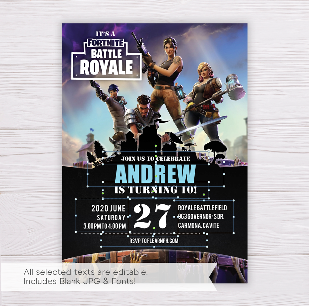 Fortnite Birthday Invitation Template Dgtally