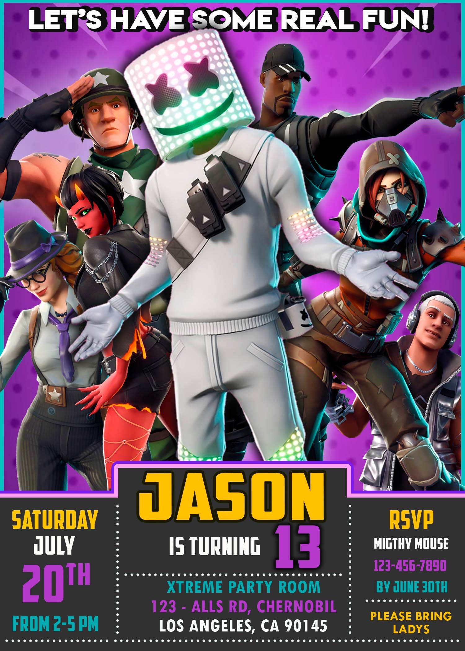 Fortnite Marshmello Birthday Invitation Awesome Invite