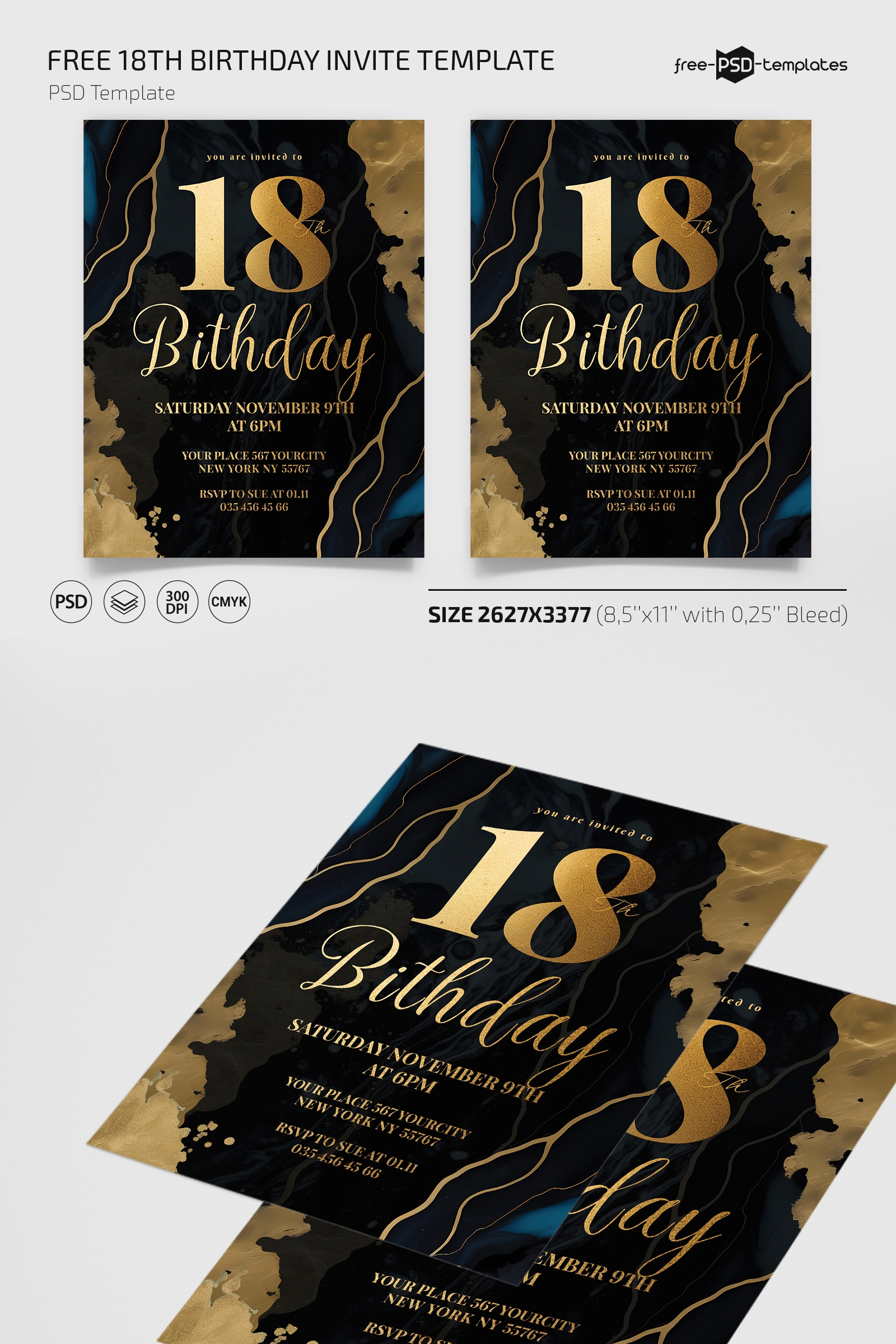 Free 18TH Birthday Invite Template In PSD For Photoshop