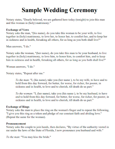 FREE 23 Wedding Ceremony Samples In PDF