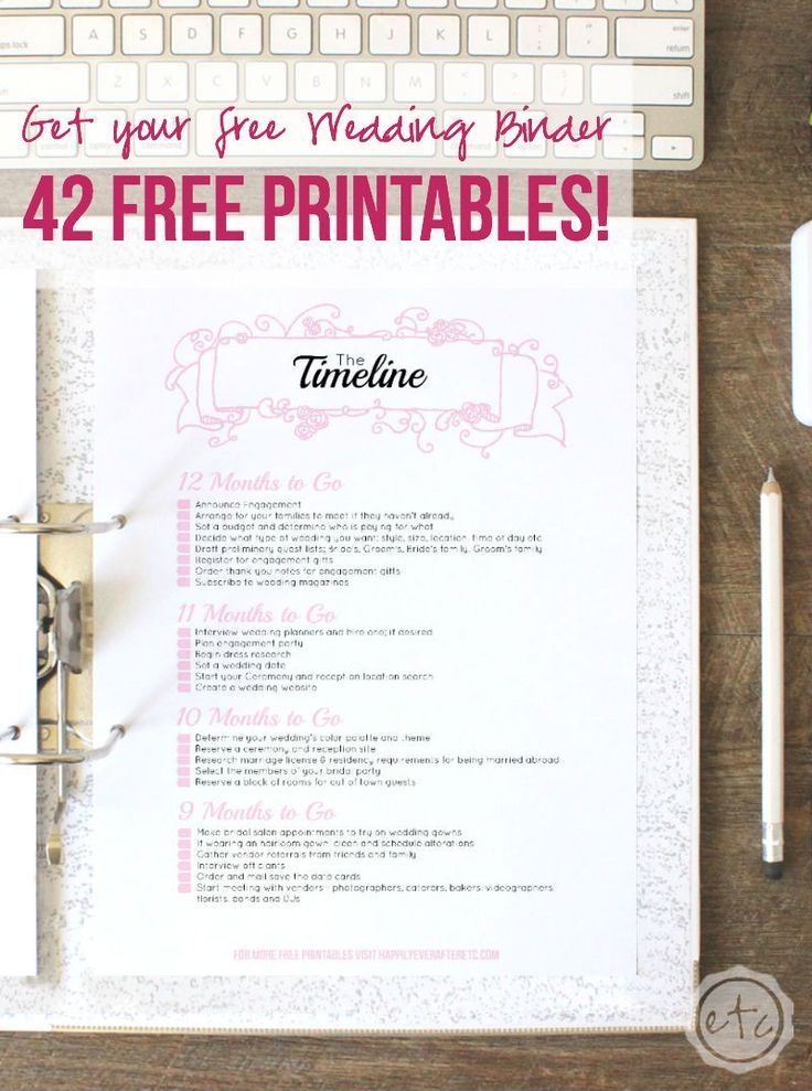 Free 42 Page Printable Wedding Binder