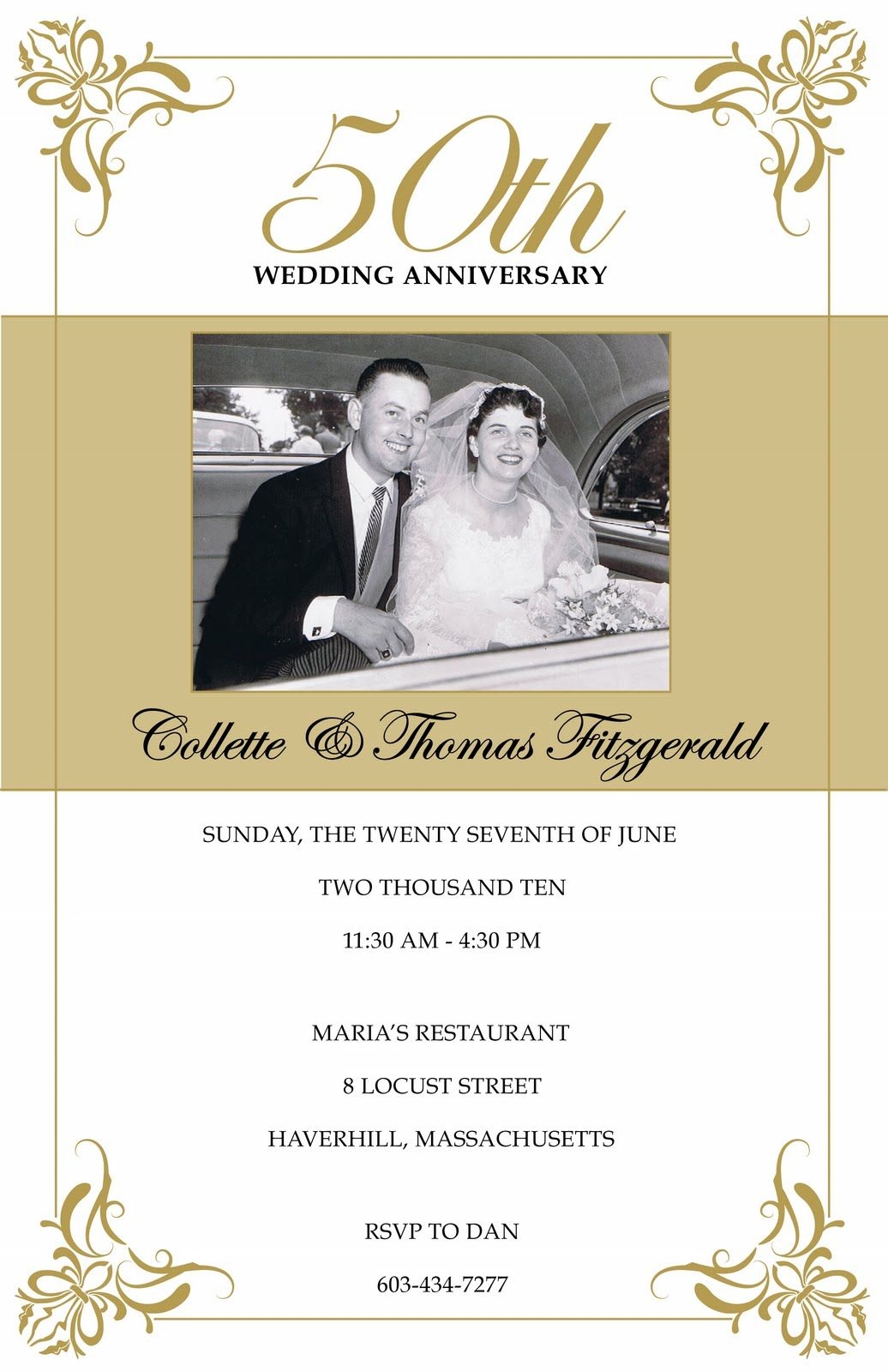 Free 50th Wedding Anniversary Invitations Printable 50th Wedding 