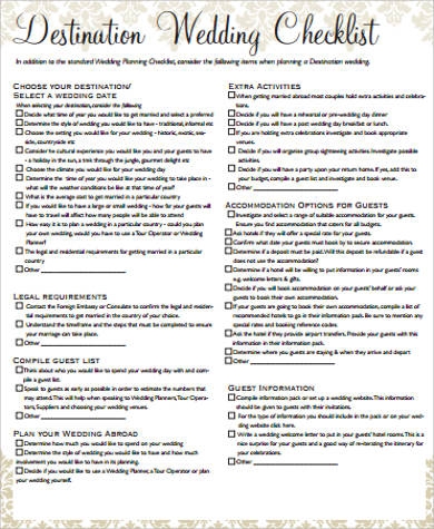 FREE 9 Wedding Planning Checklist Samples In PDF
