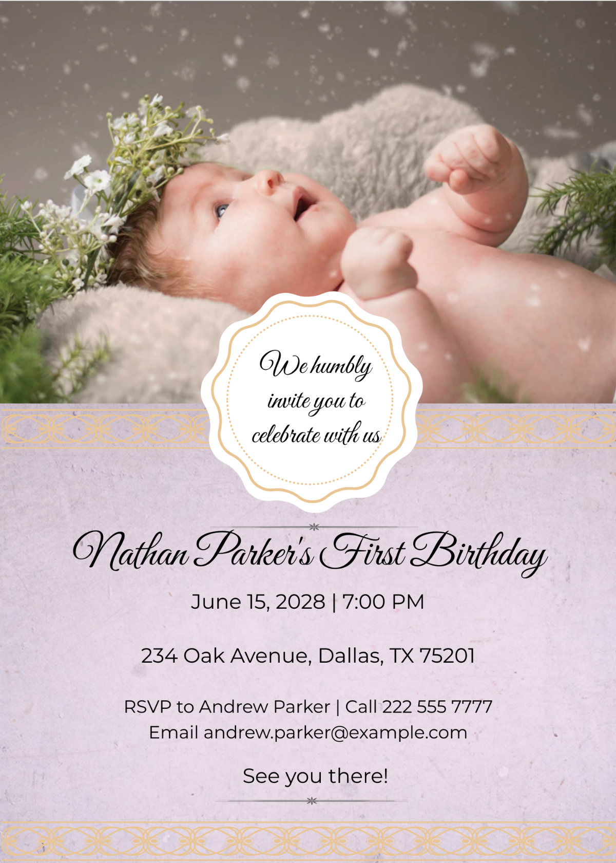 Free Baby Girl 1st Birthday Invitation Template To Edit Online