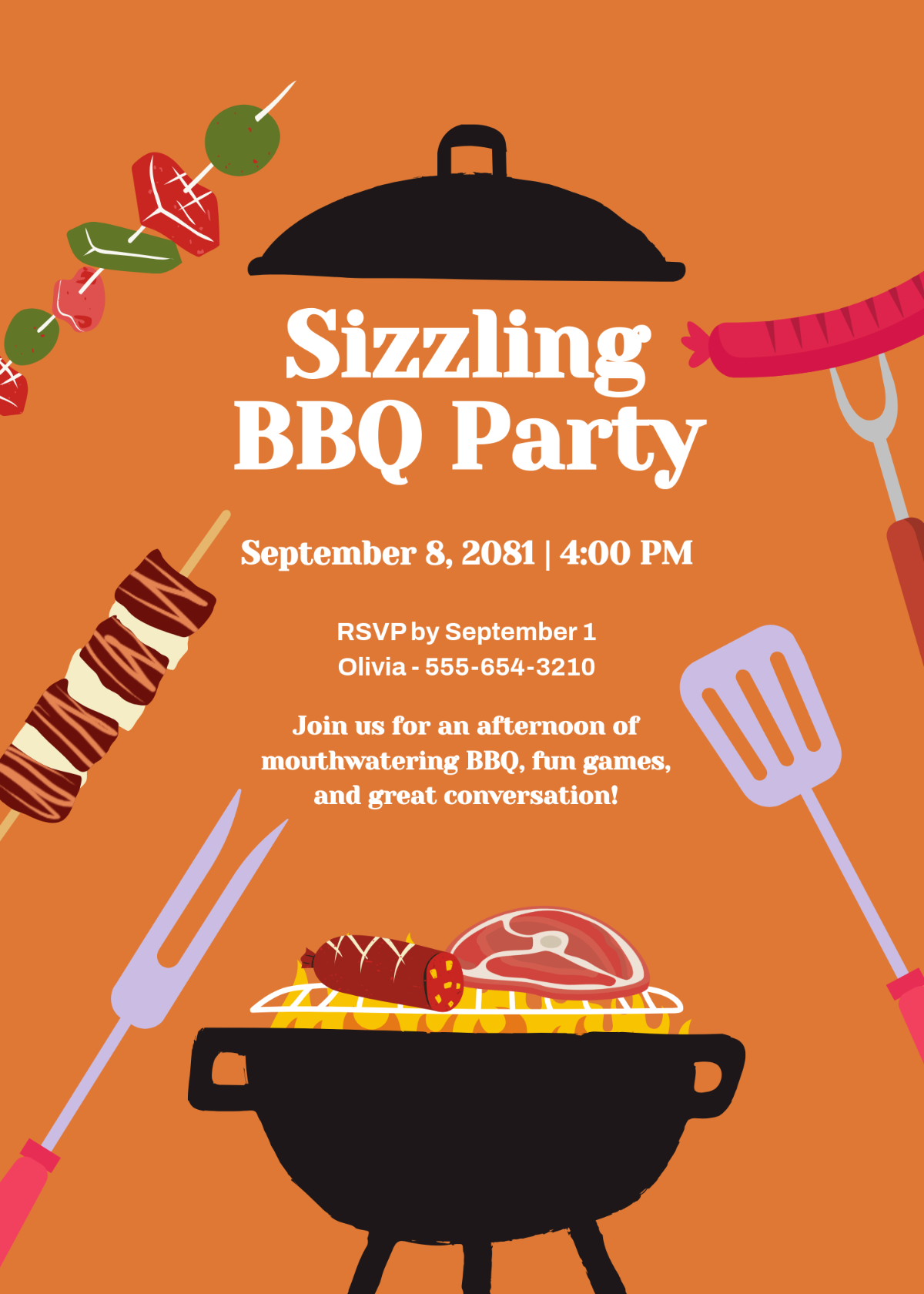 Free Bbq Party Invitation Flyer Template To Edit Online