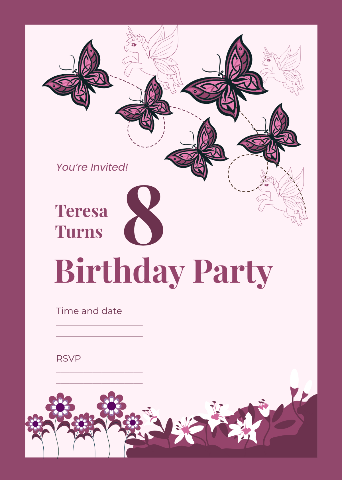 Free Blank Dreamy Butterfly Invitation Template To Edit Online