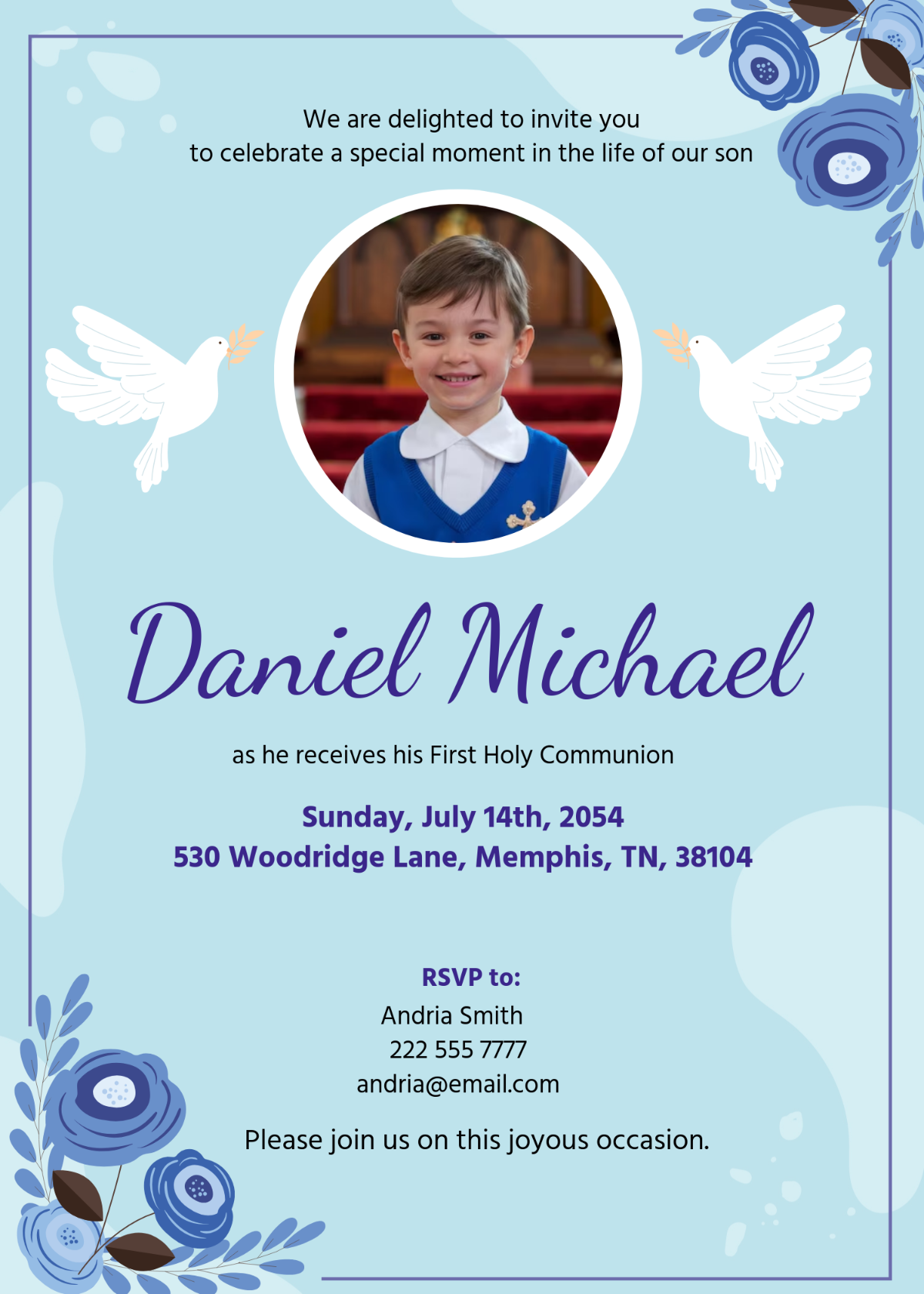 Free Boys First Communion Invitation Template To Edit Online