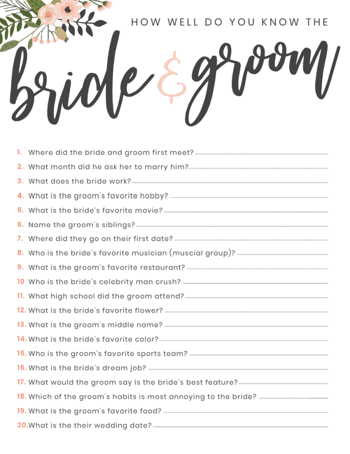 Free Bridal Shower Printables