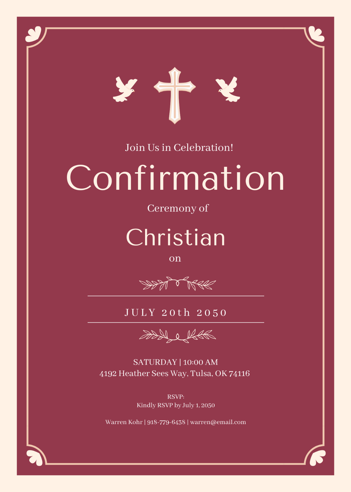 Free Celebration Confirmation Invitation Template To Edit Online