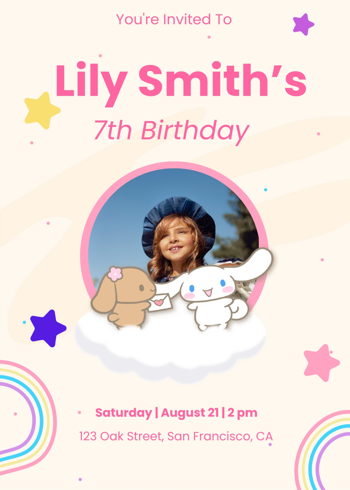 Free Cinnamoroll Birthday Invitation Template To Edit Online