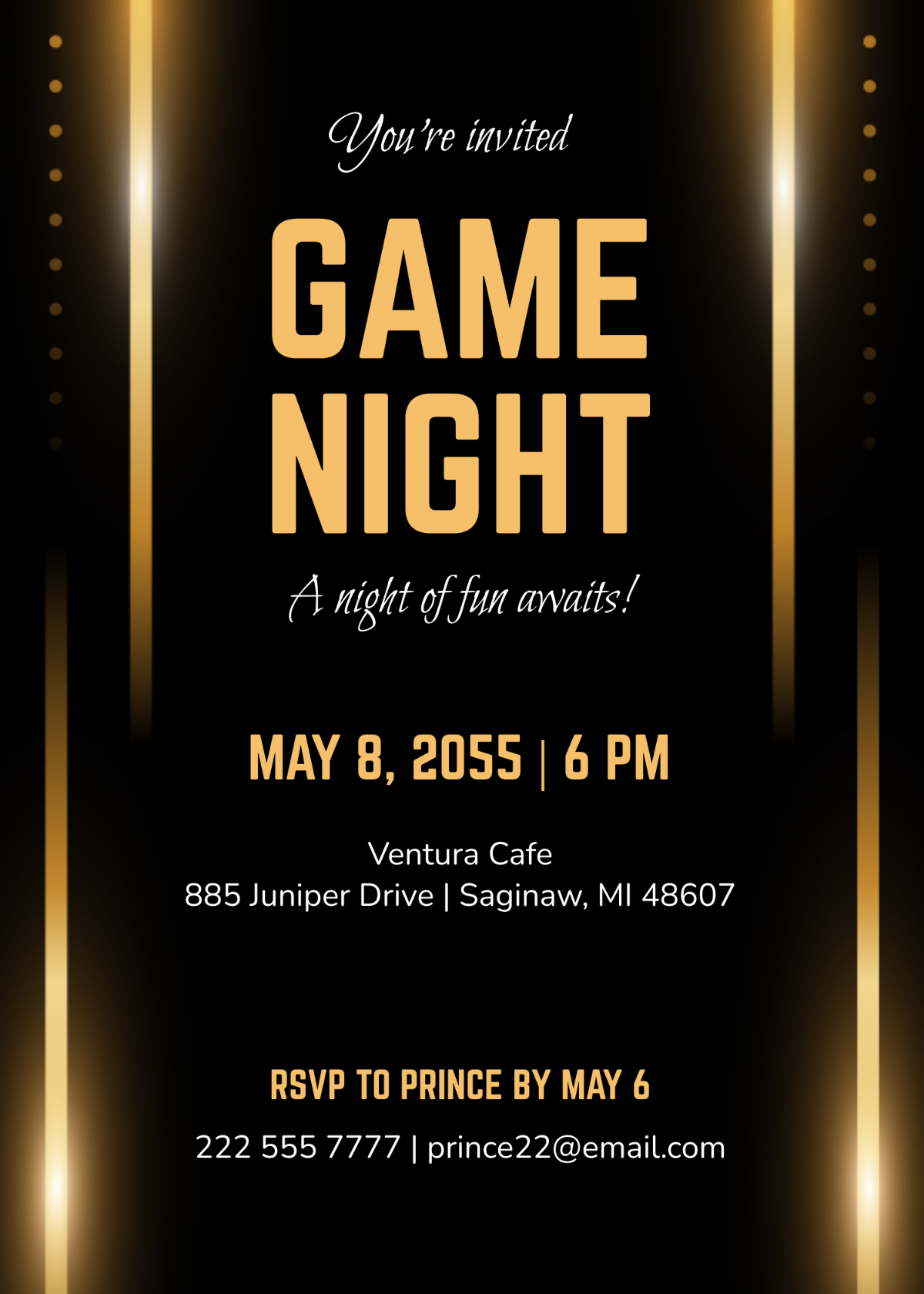 Free Classic Game Night Invitation Template To Edit Online