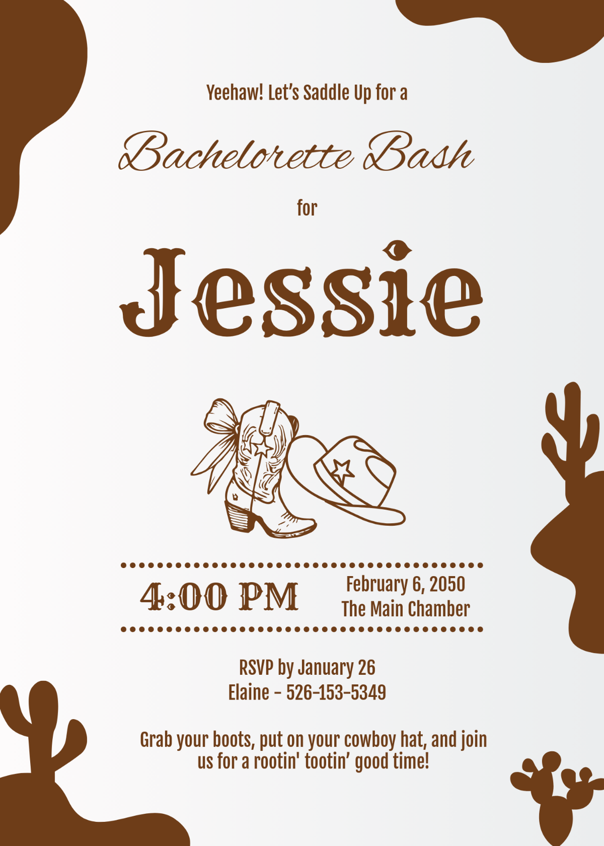 Free Cowgirl Bachelorette Invitation Template To Edit Online