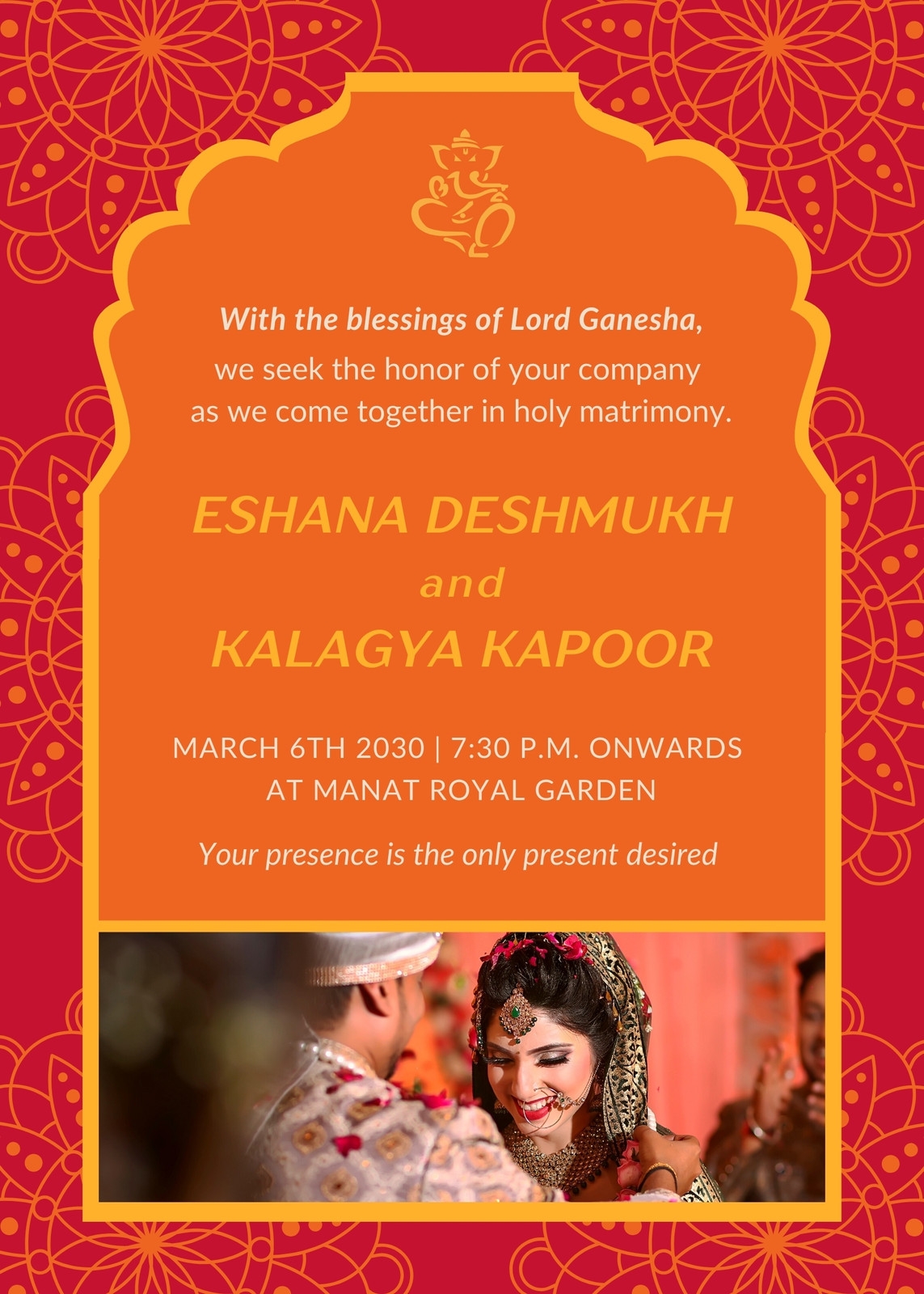 Free Custom Hindu Wedding Invitation Card Templates Canva