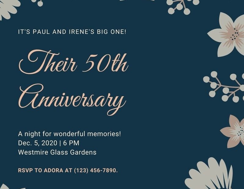 Free Custom Printable 50th Anniversary Invitation Templates Canva