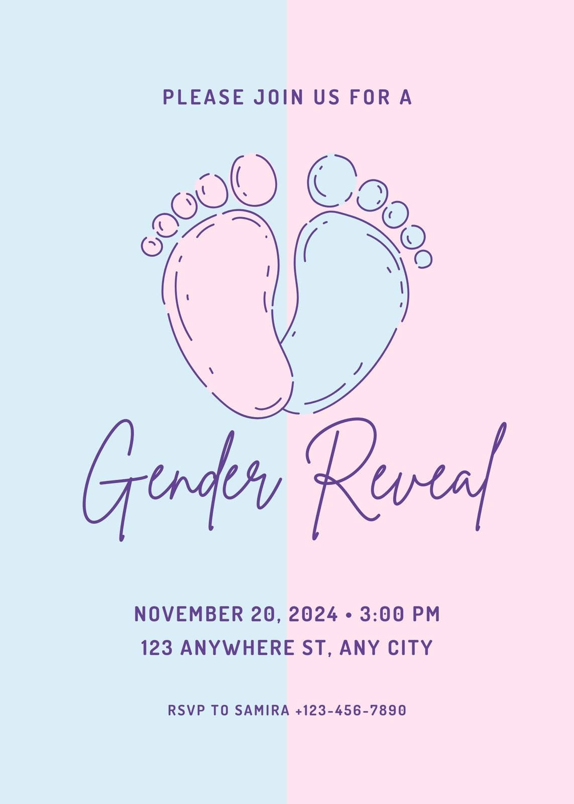 Free Custom Printable Gender Reveal Invitation Templates Canva