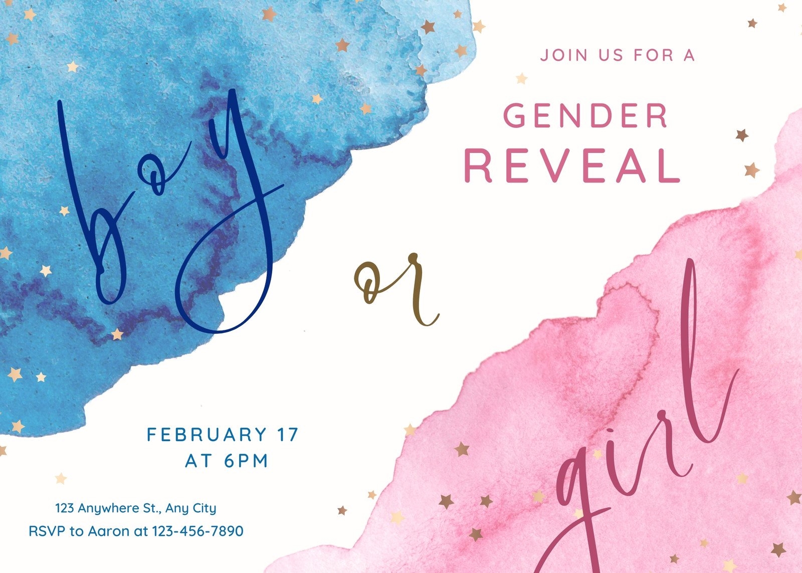 Free Custom Printable Gender Reveal Invitation Templates Canva