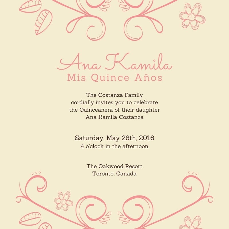 Free Custom Printable Quincea era Invitation Templates Canva