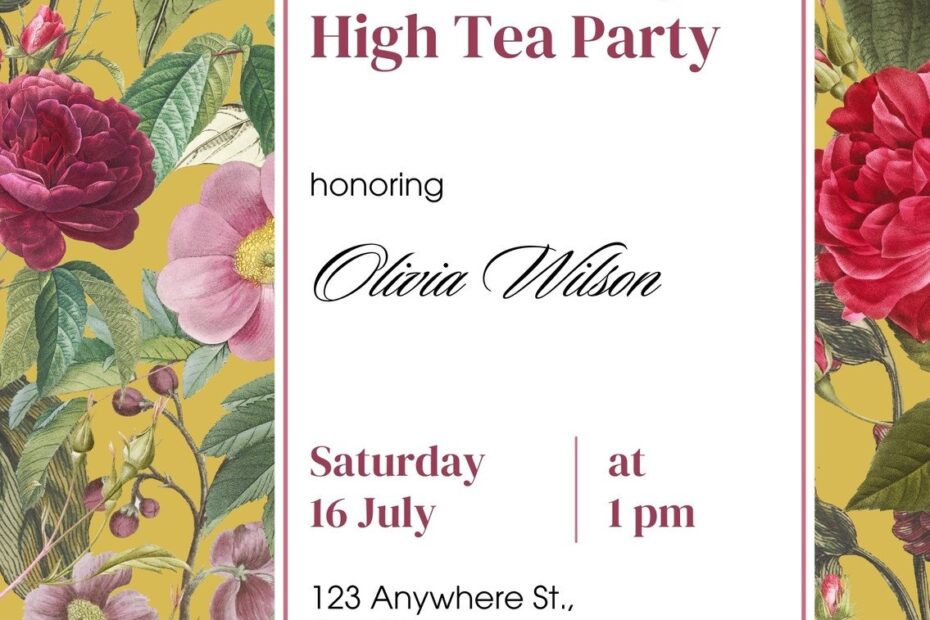Free Custom Printable Tea Party Invitation Templates Canva