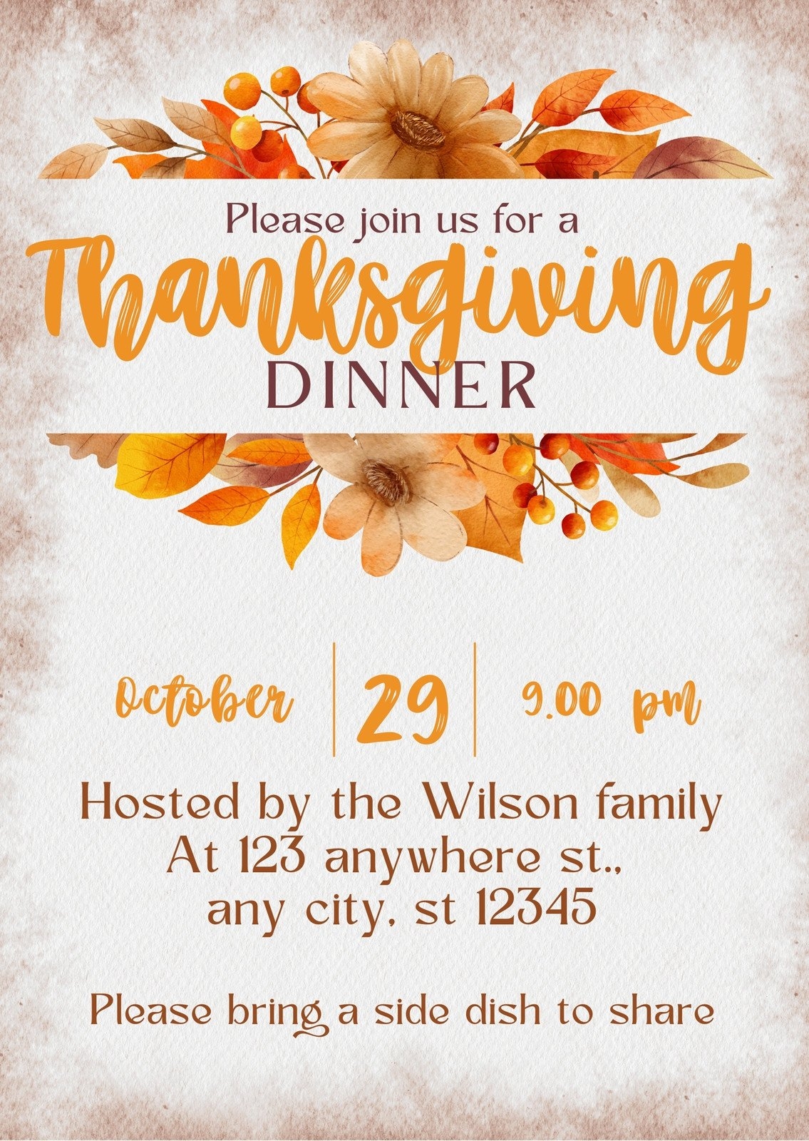 Free Custom Printable Thanksgiving Invitation Templates Canva