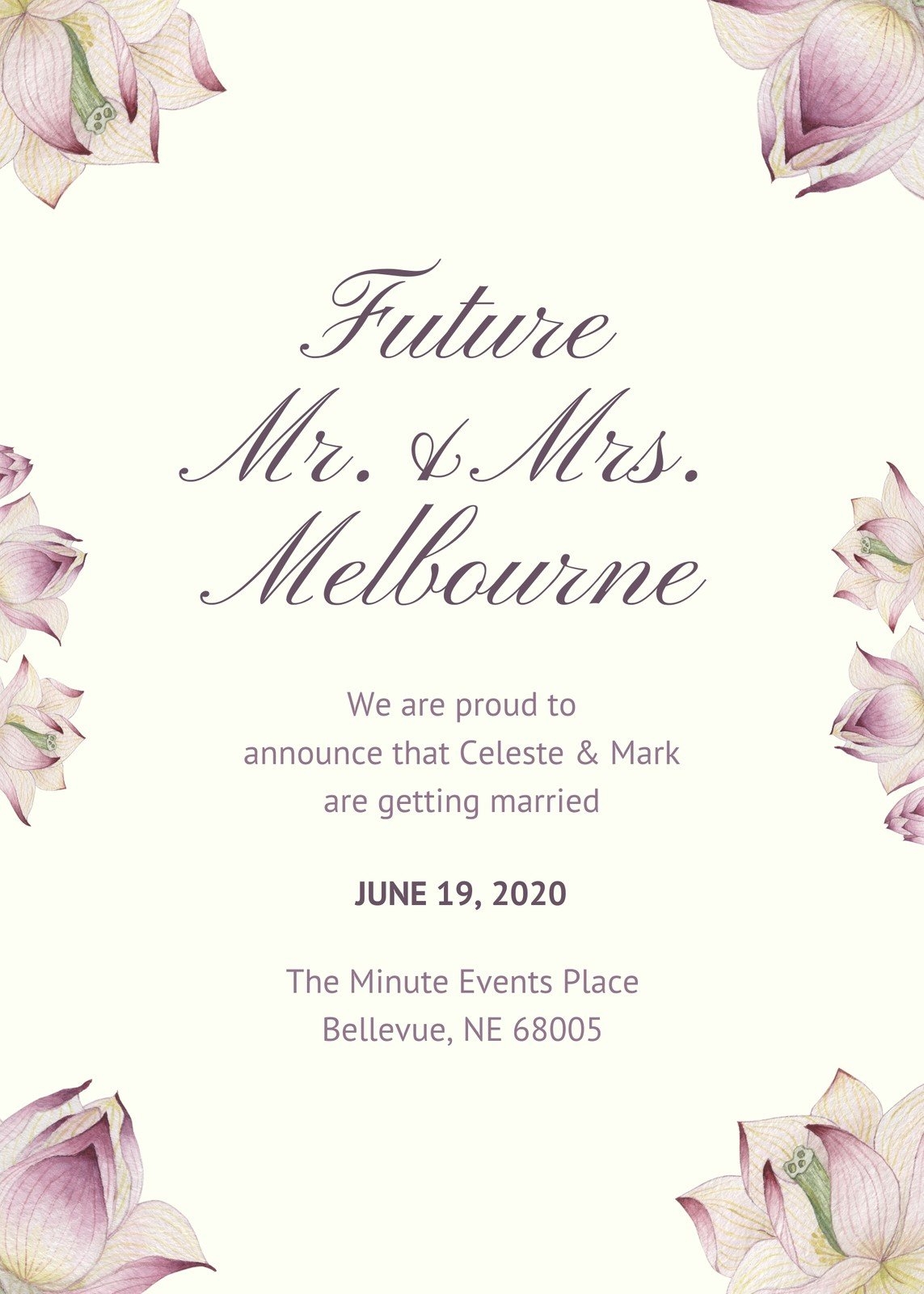 Free Custom Printable Wedding Announcement Templates Canva