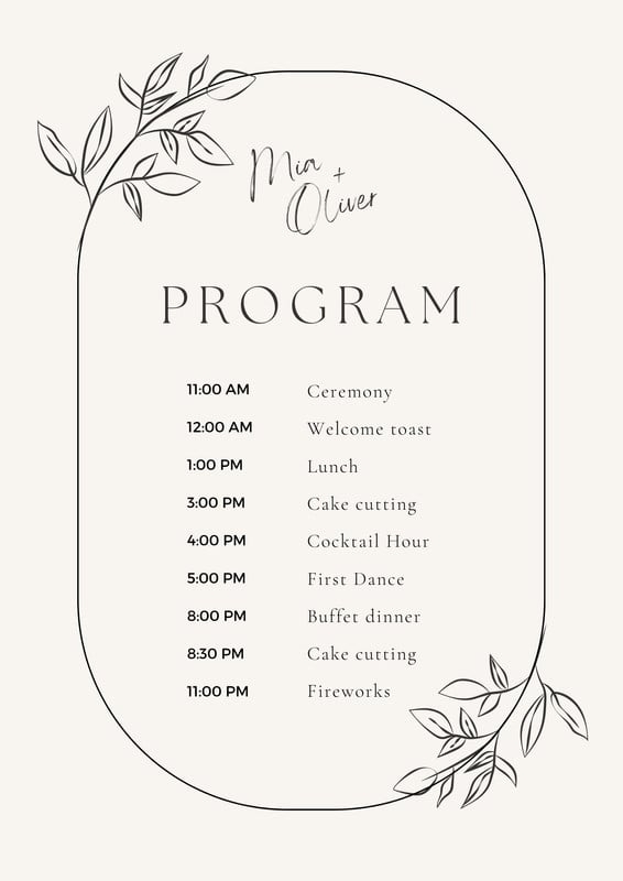 Free Custom Printable Wedding Program Templates Canva
