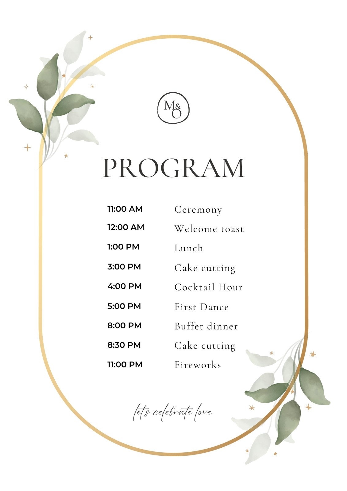 Free Custom Printable Wedding Program Templates Canva