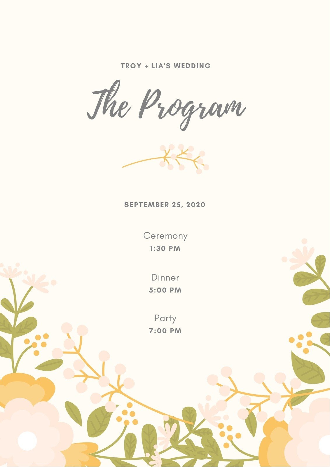 Free Custom Printable Wedding Program Templates Canva