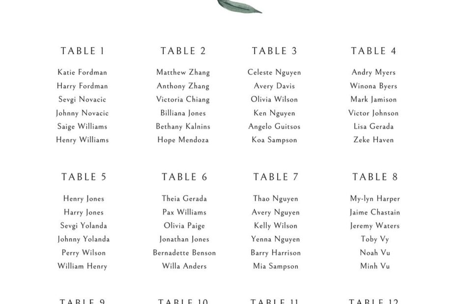 Free Custom Printable Wedding Seating Chart Templates Canva