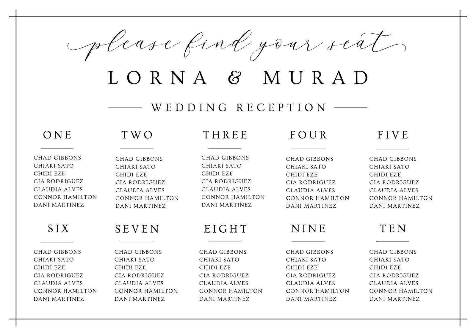 Free Custom Printable Wedding Seating Chart Templates Canva Worksheets Library