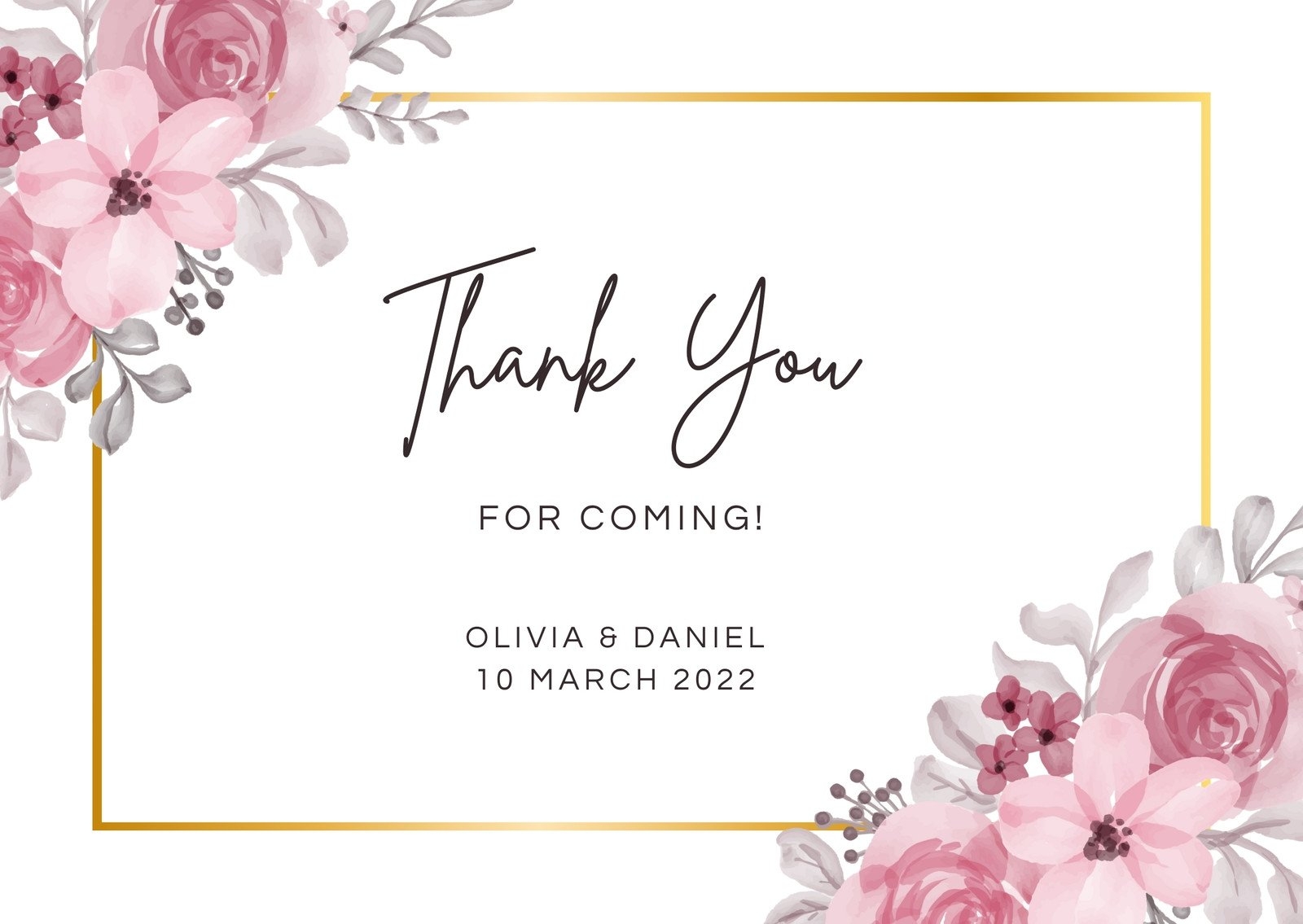 Free Custom Printable Wedding Thank You Card Templates Canva