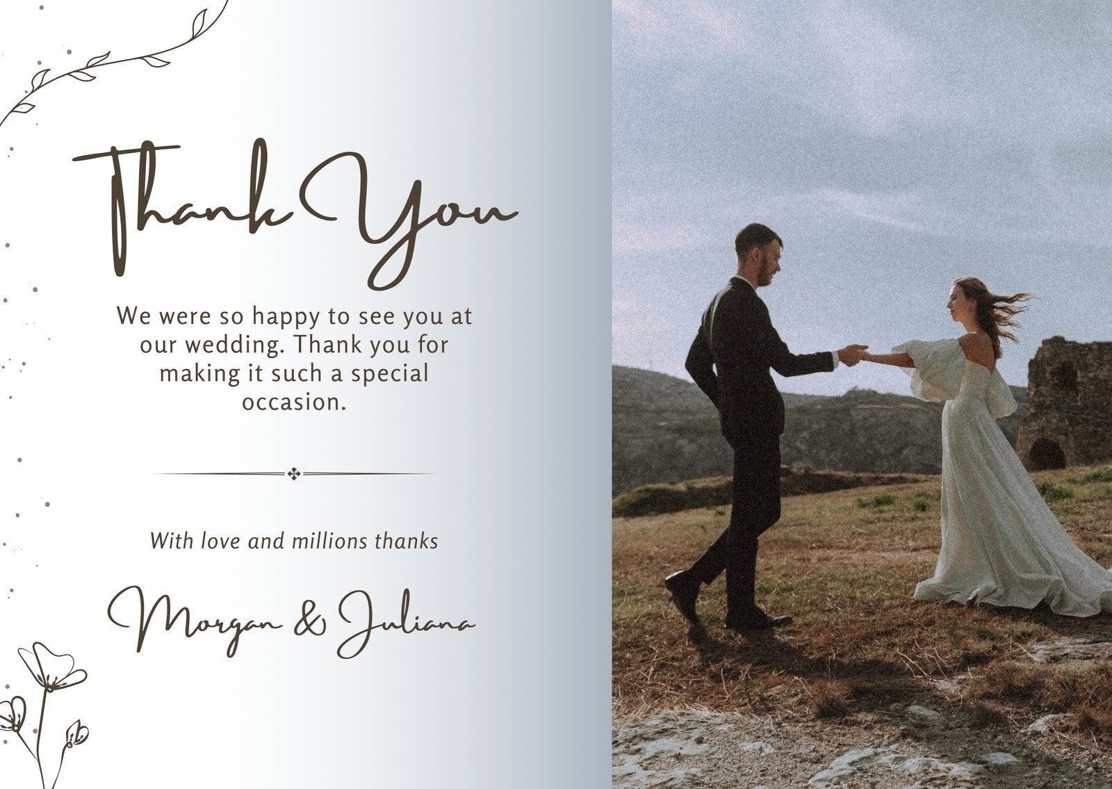 Free Custom Printable Wedding Thank You Card Templates Canva