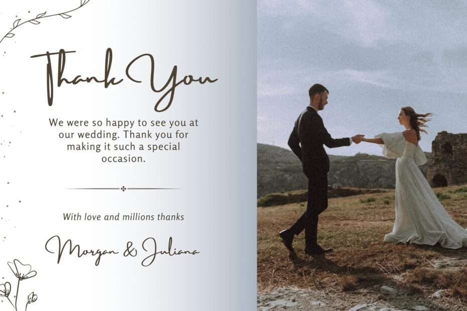 Free Custom Printable Wedding Thank You Card Templates Canva