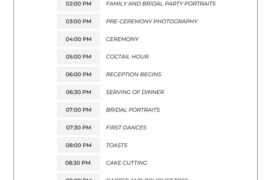Free Custom Printable Wedding Timeline Planner Templates Canva
