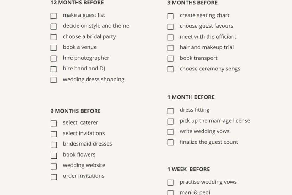 Free Custom Printable Wedding Timeline Planner Templates Canva