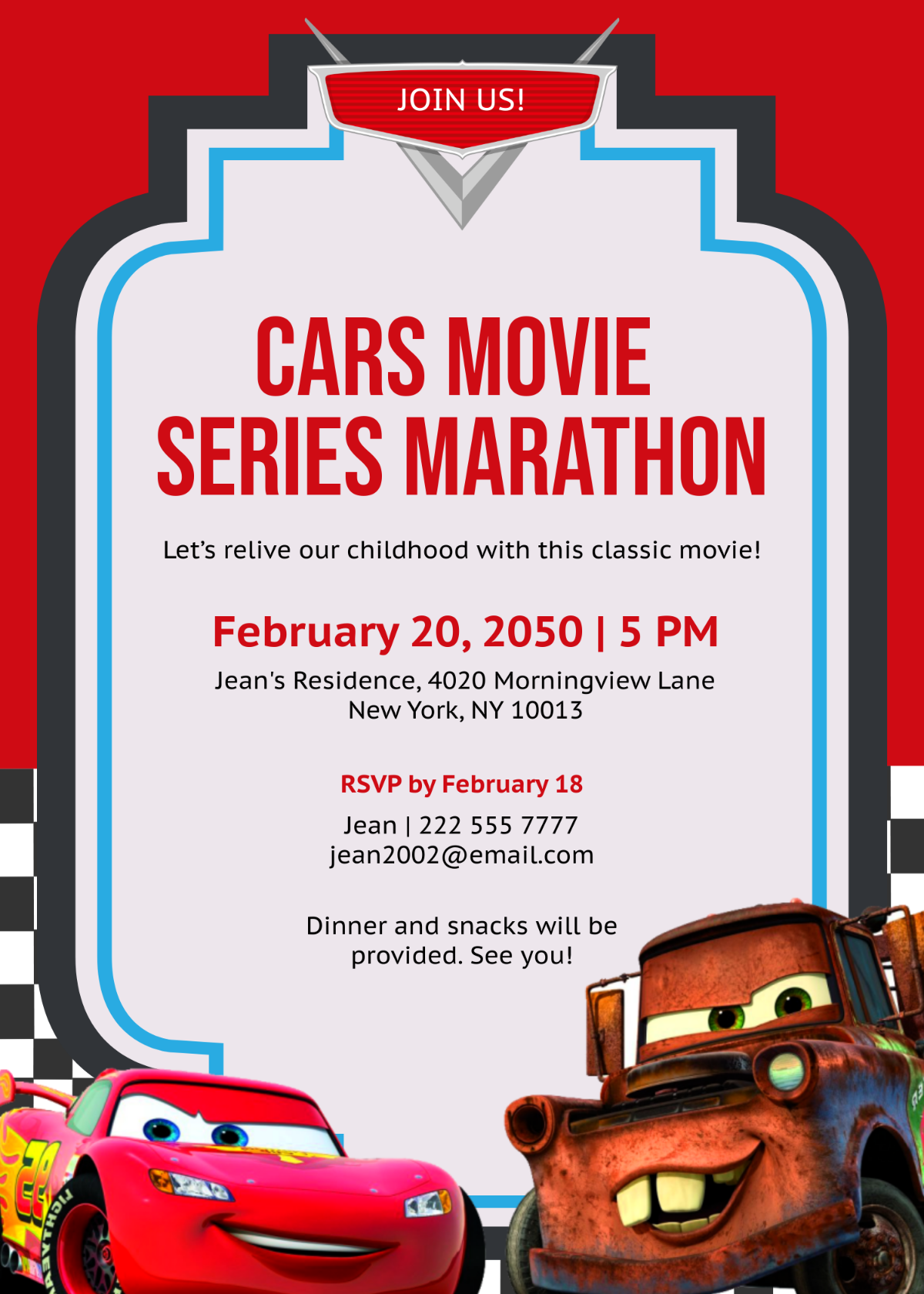 Free Disney Car Invitation Template To Edit Online